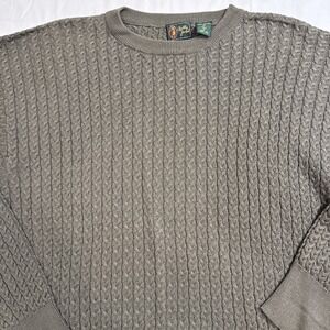 SWEATER BOBBY JONES MENS‎ LARGE  KHAKI GREEN Casual Crew Neck L/S Pullover VTG